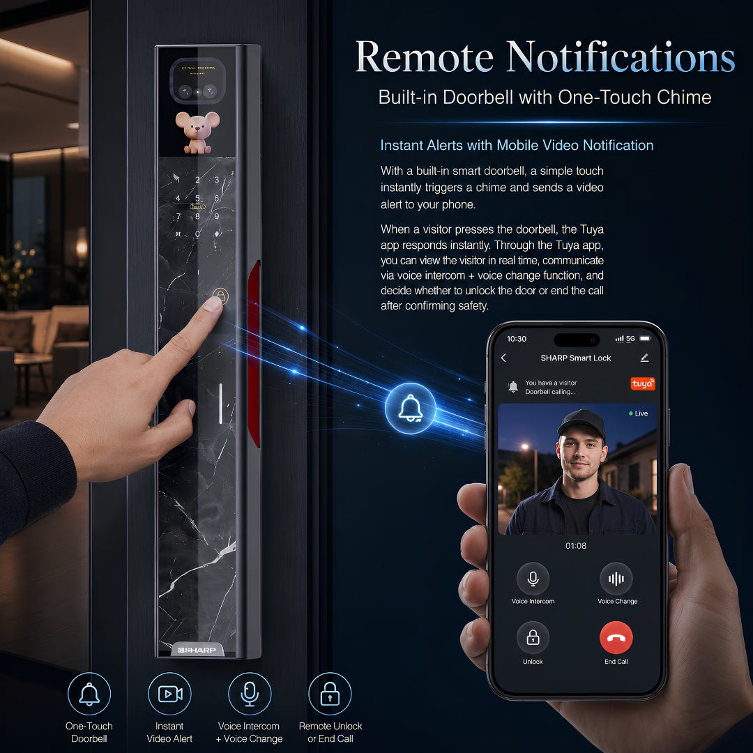 R8-FV-AI MARBLE SMART LOCK