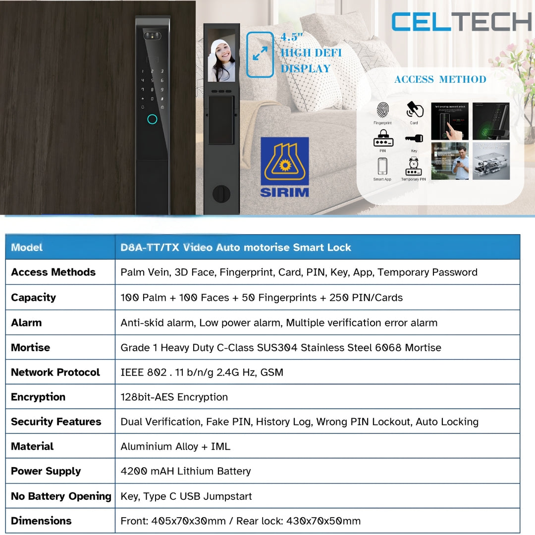 D8A-TT Face & Palm Vein Recognition Smart Lock