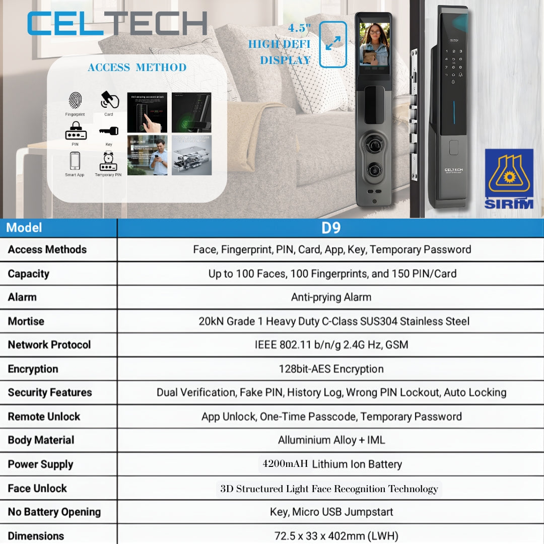 D9 3D Face Recognition Smart Lock