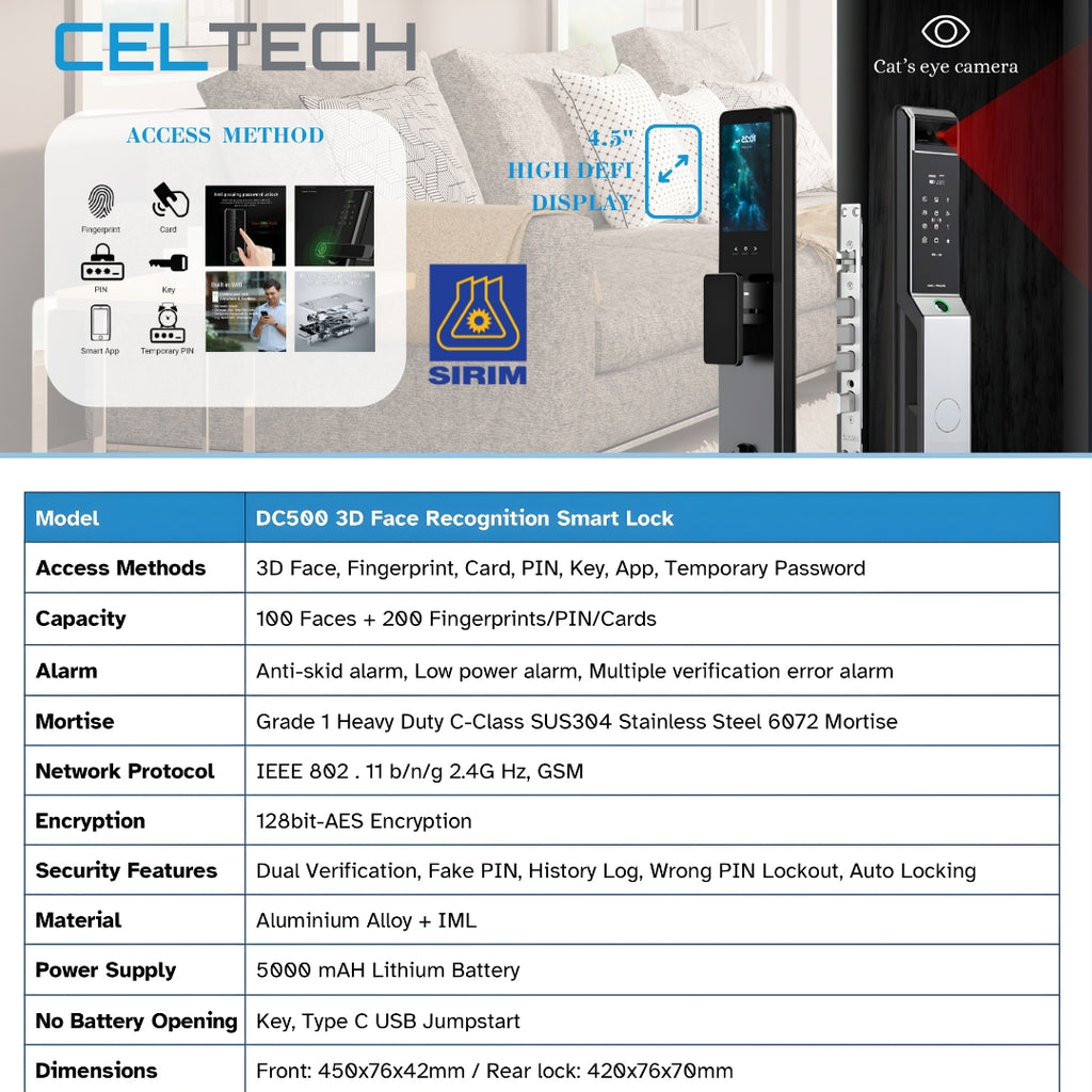 DC500 Face Recognition Smart Lock