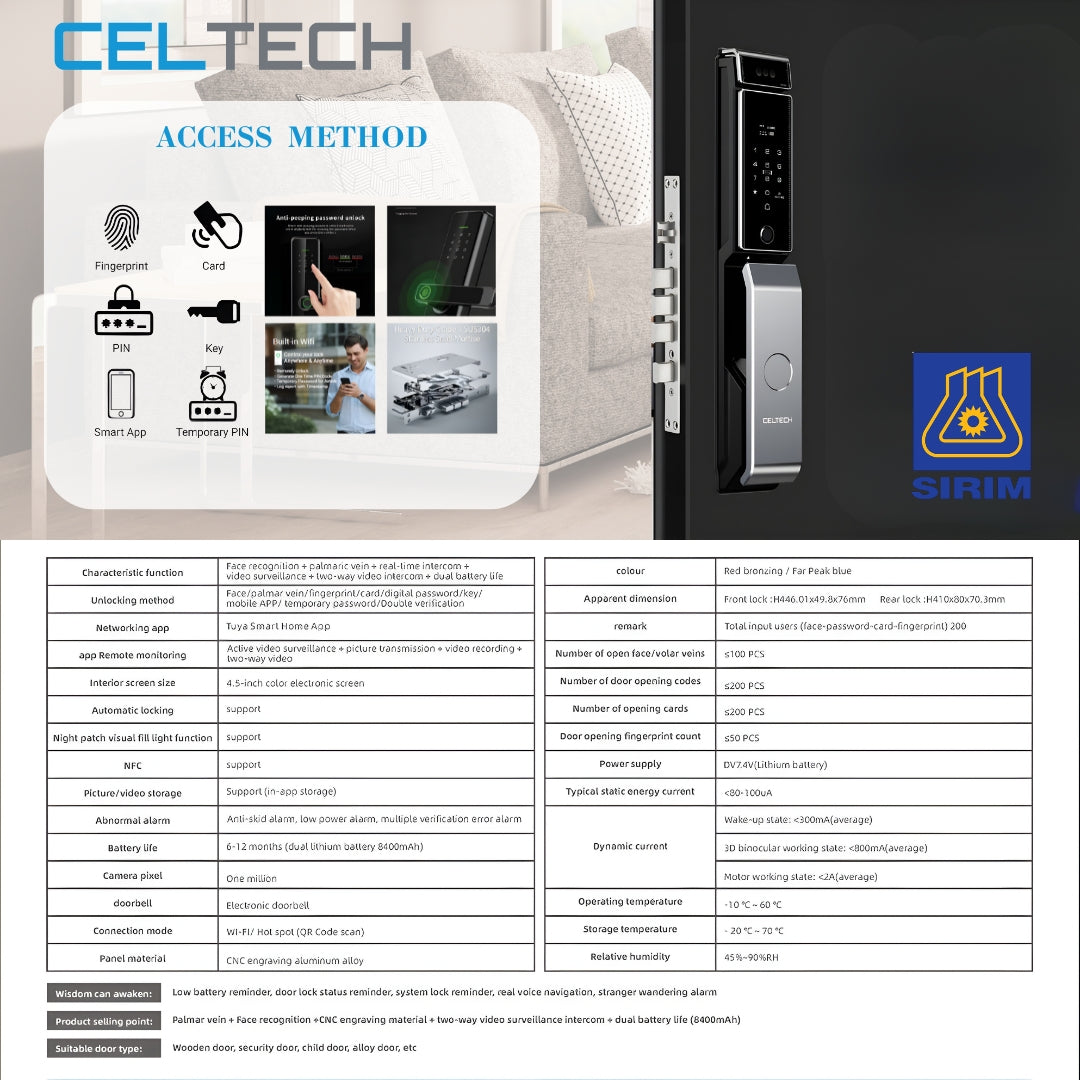 DC700 Dual Lithium Face & Palm Vein Recognition Smart Lock