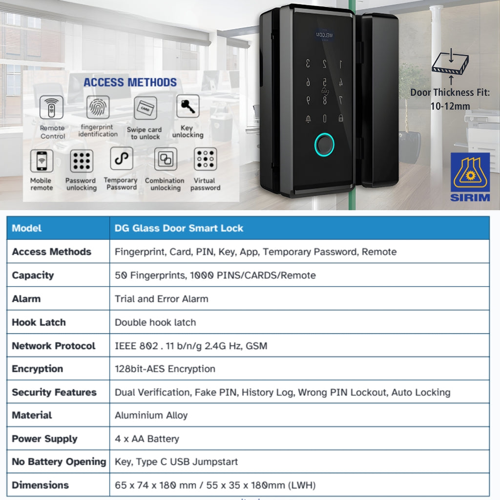 DG Glass Door Smart Lock